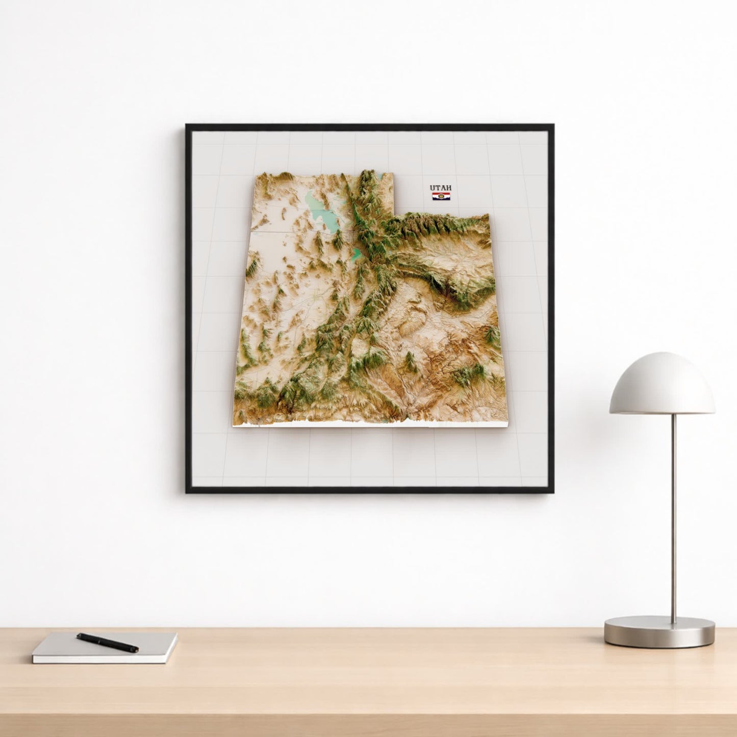 Utah 3D Relief Map – Satellite Terrain Wall Art