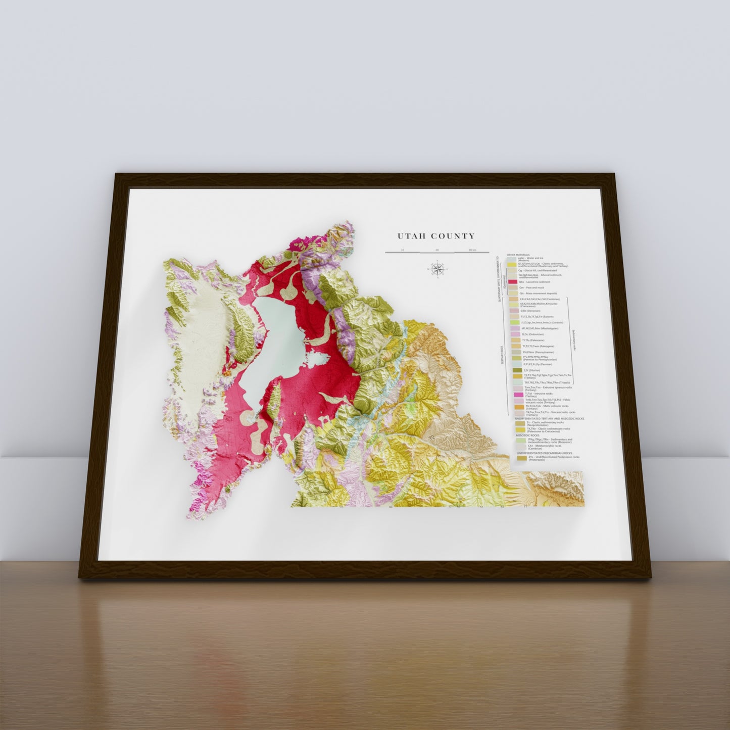Utah County Topographic Map – Geological Style Giclée Print