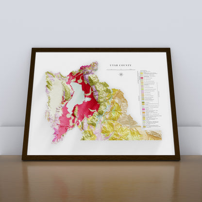 Utah County Topographic Map – Geological Style Giclée Print