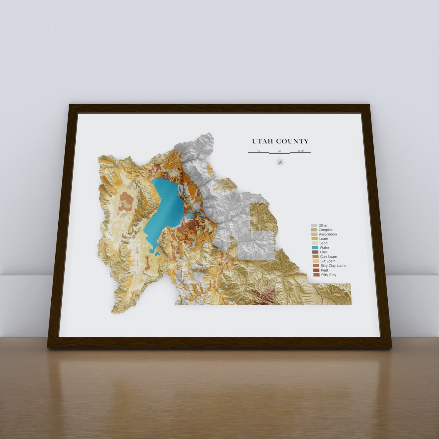 Utah County Topographic Map – Soil Style Giclée Print