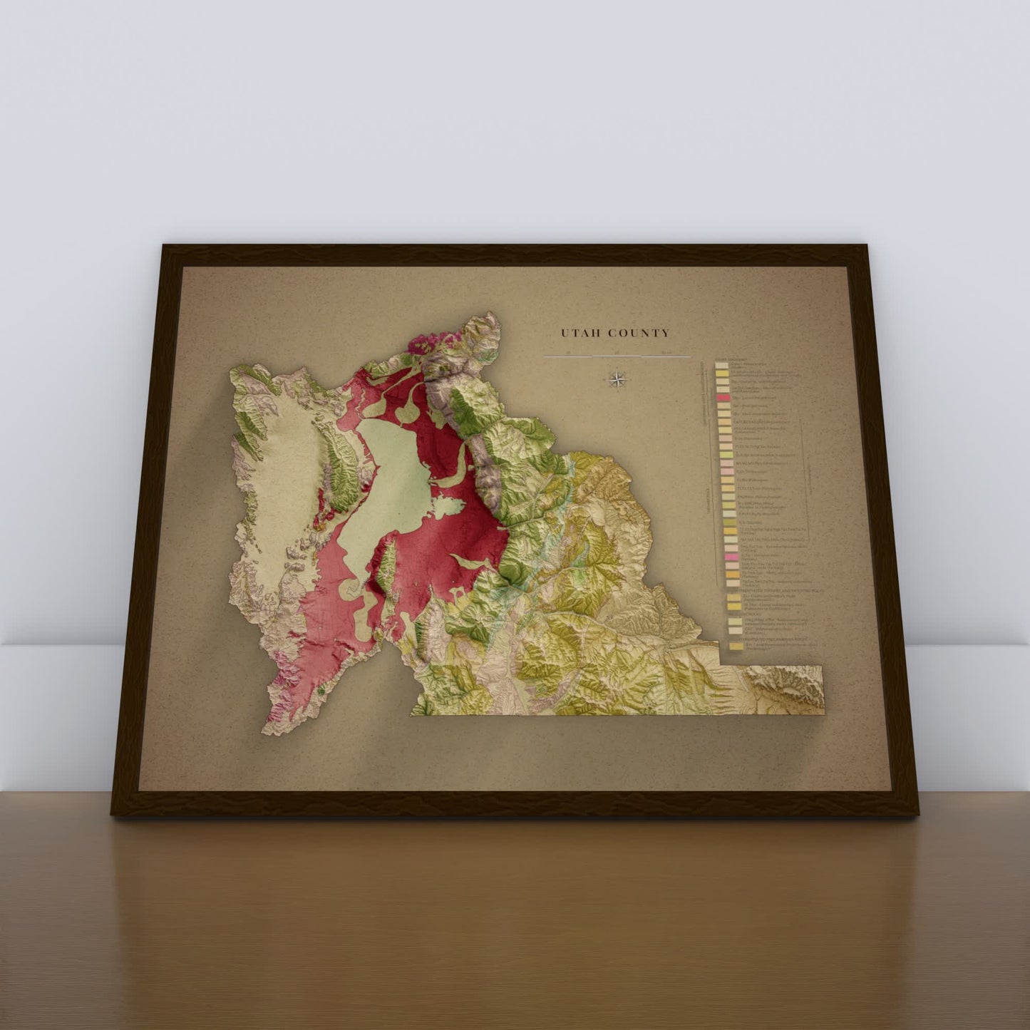 Utah County Topographic Map - Vintage Geological Style Giclée Print