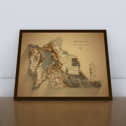 Utah County Topographic Map - Vintage Soil Style Giclée Print