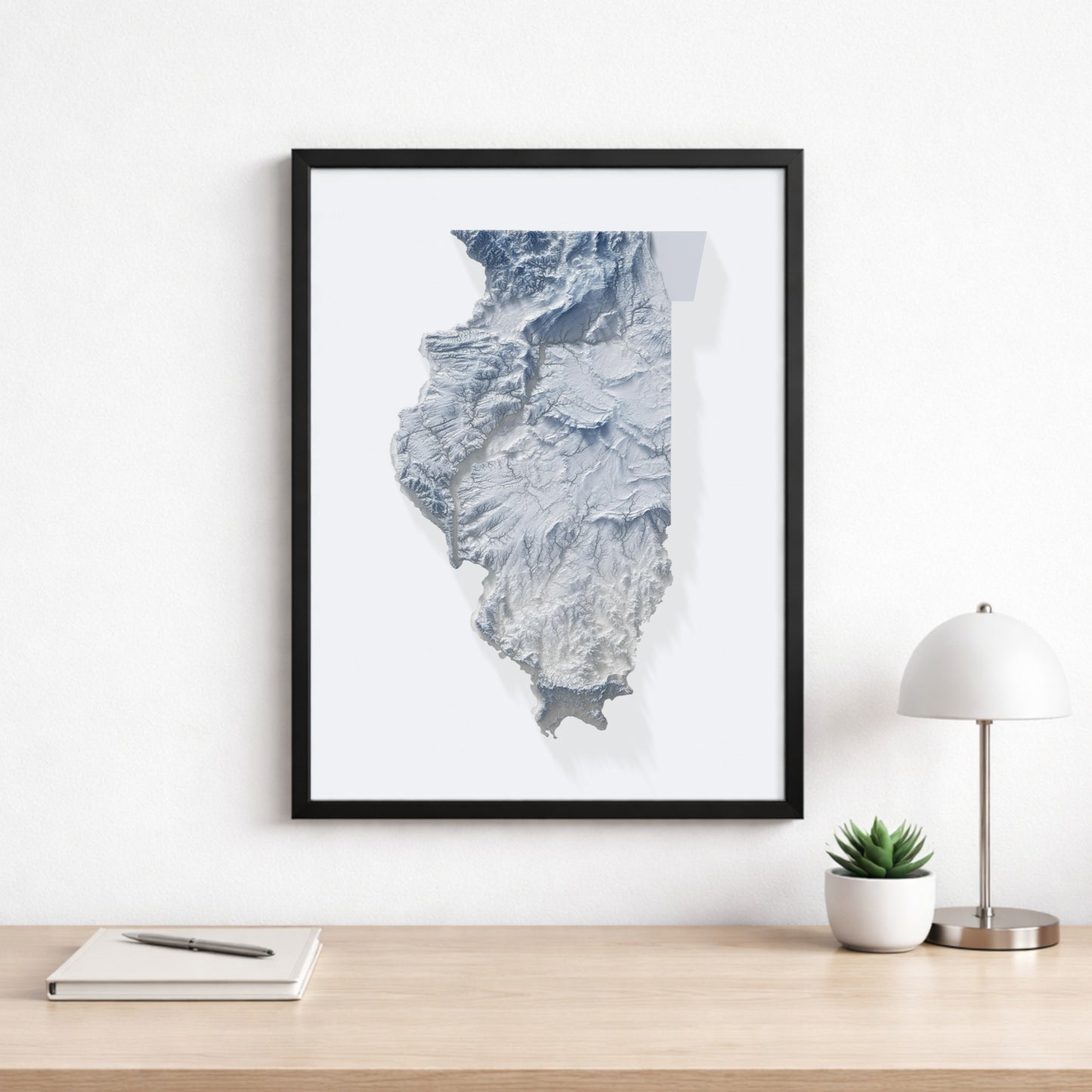 Illinois Topographic Map – Minimalist Style Giclée Print