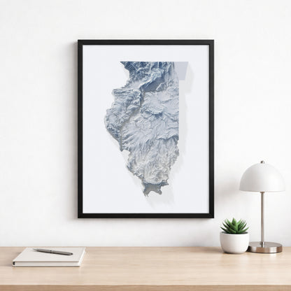 Illinois Topographic Map – Minimalist Style Giclée Print