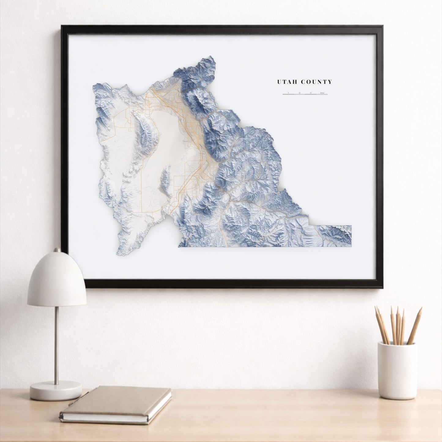 Utah County Topographic Map – Minimalist Style Giclée Print