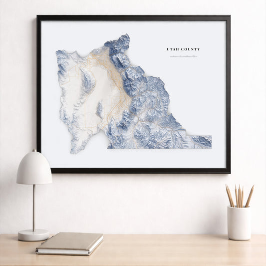 Utah County Topographic Map – Minimalist Style Giclée Print