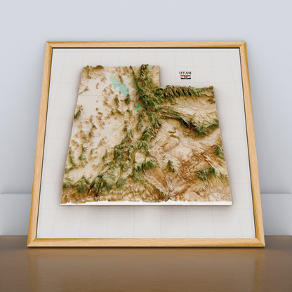 Utah 3D Relief Map – Satellite Terrain Wall Art
