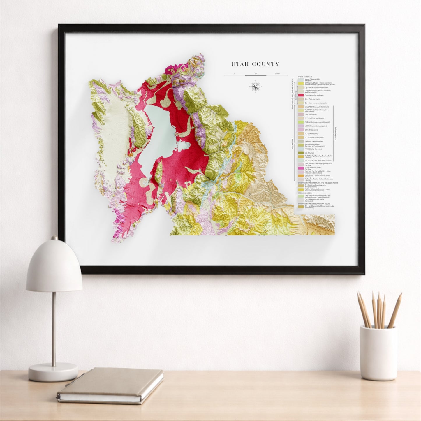 Utah County Topographic Map – Geological Style Giclée Print