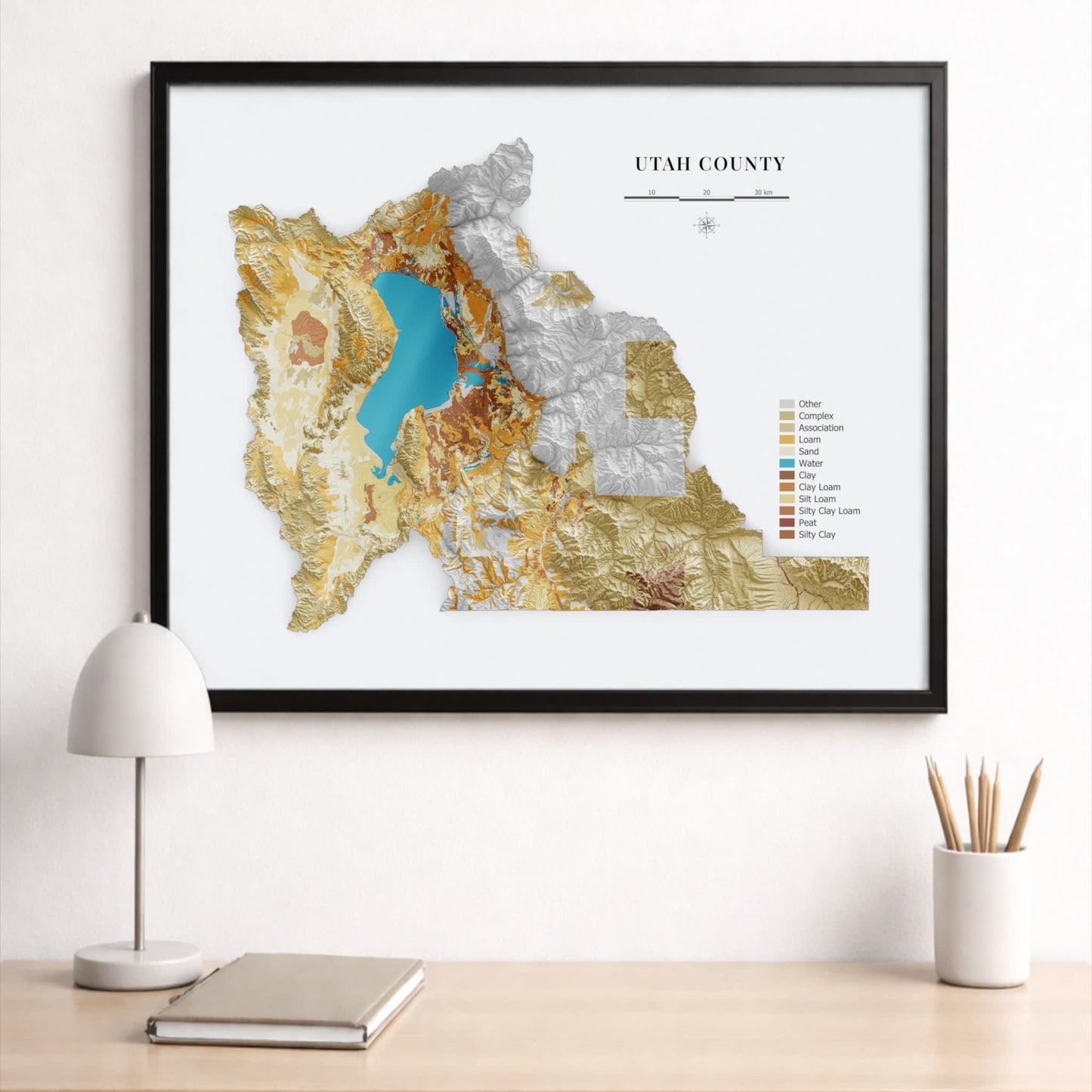 Utah County Topographic Map – Soil Style Giclée Print