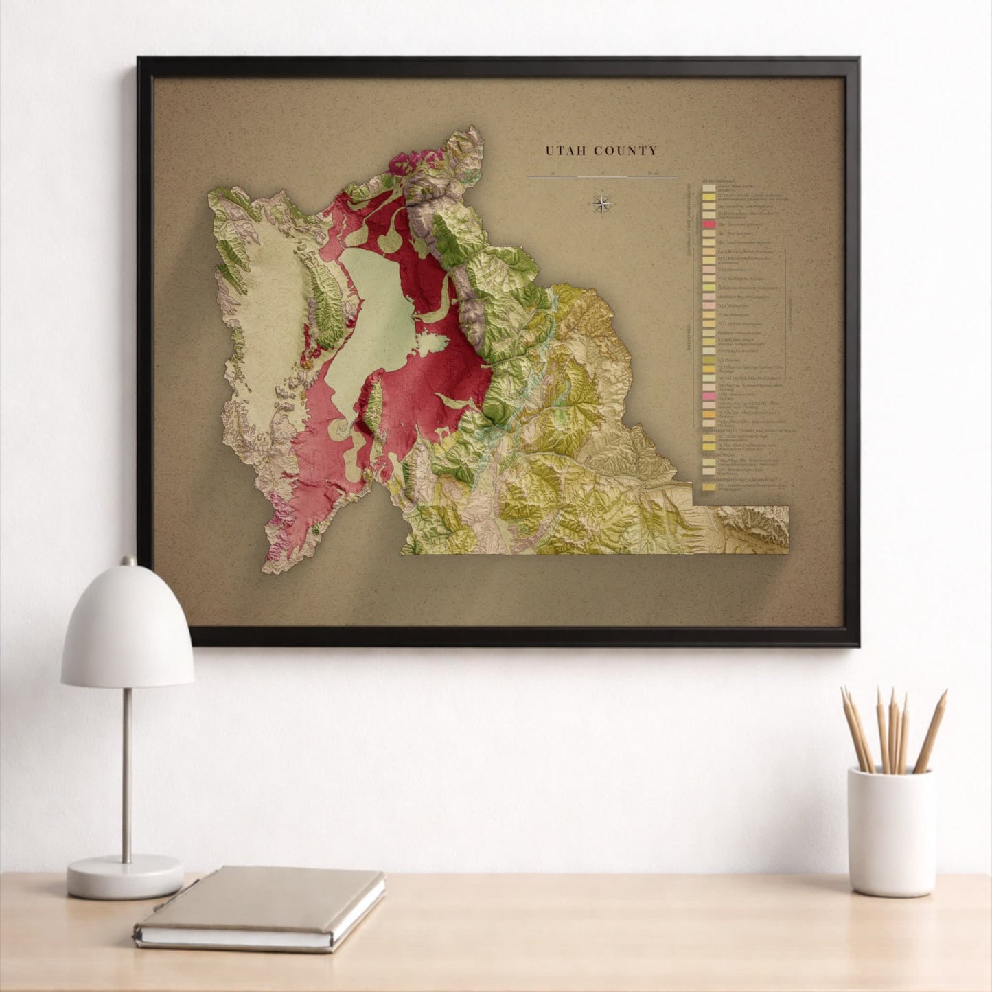 Utah County Topographic Map - Vintage Geological Style Giclée Print