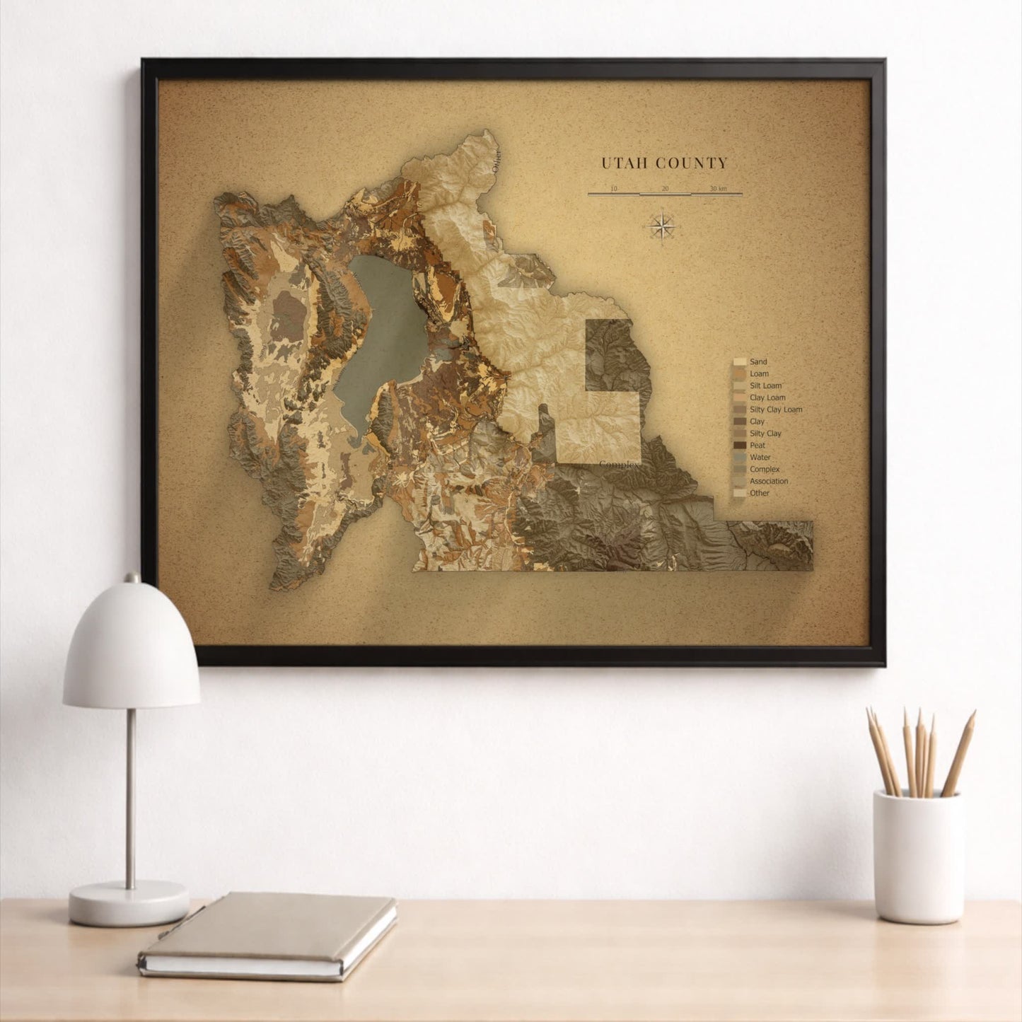 Utah County Topographic Map - Vintage Soil Style Giclée Print