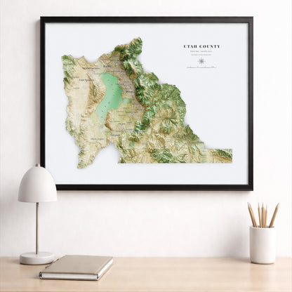 Utah County Topographic Map – Satellite Style Giclée Print