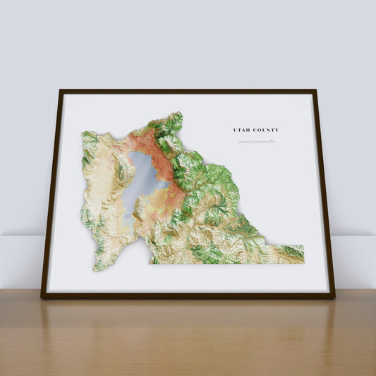 Utah County Topographic Map – Landcover Style Giclée Print
