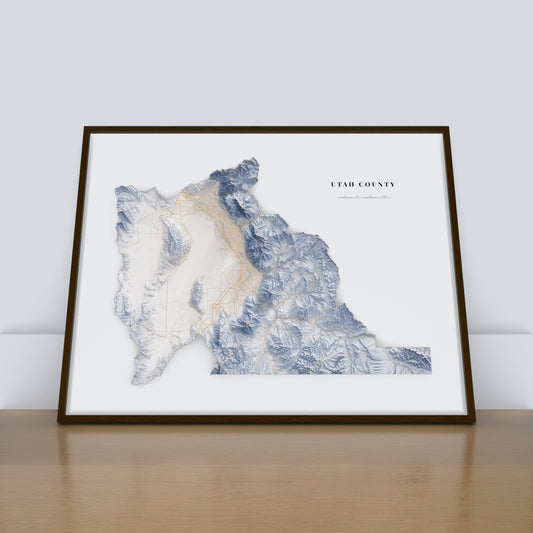 Utah County Topographic Map – Minimalist Style Giclée Print