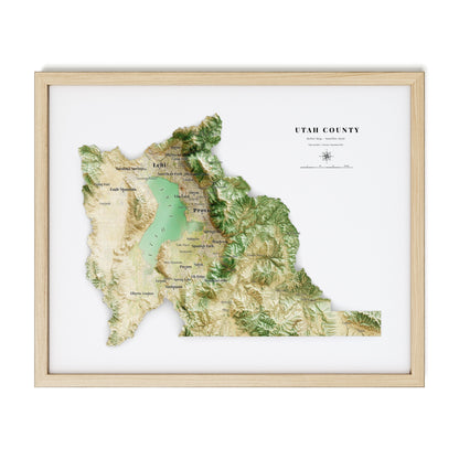 Utah County Topographic Map – Satellite Style Giclée Print