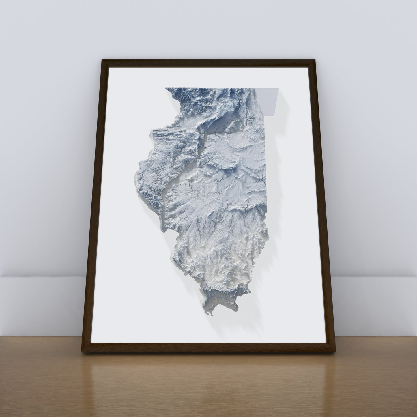 Illinois Topographic Map – Minimalist Style Giclée Print