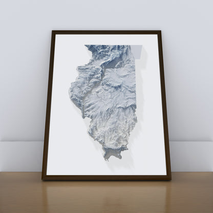 Illinois Topographic Map – Minimalist Style Giclée Print