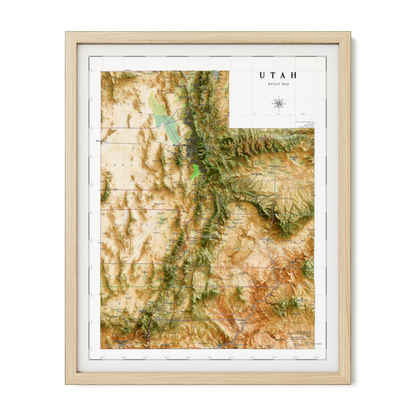 Satellite Style - Relief Map of Utah, USA