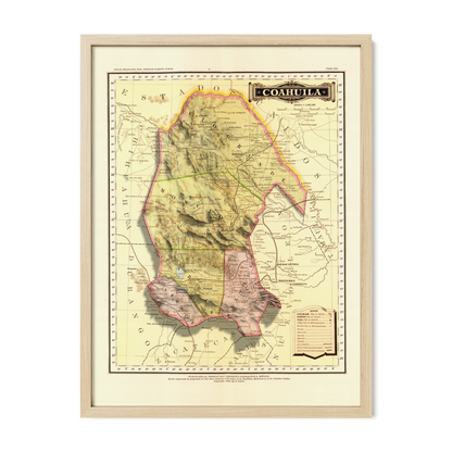 Coahuila, Mexico – Antique Relief Map | Fine Art Print