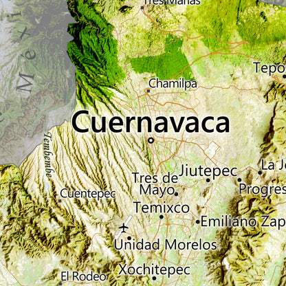 Morelos, Mexico – Satellite Shaded Relief Map | Fine Art Print