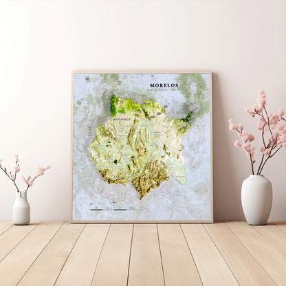 Morelos, Mexico – Satellite Shaded Relief Map | Fine Art Print