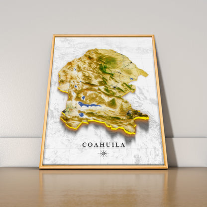 Coahuila, Mexico – 3D Relief Map (Satellite)