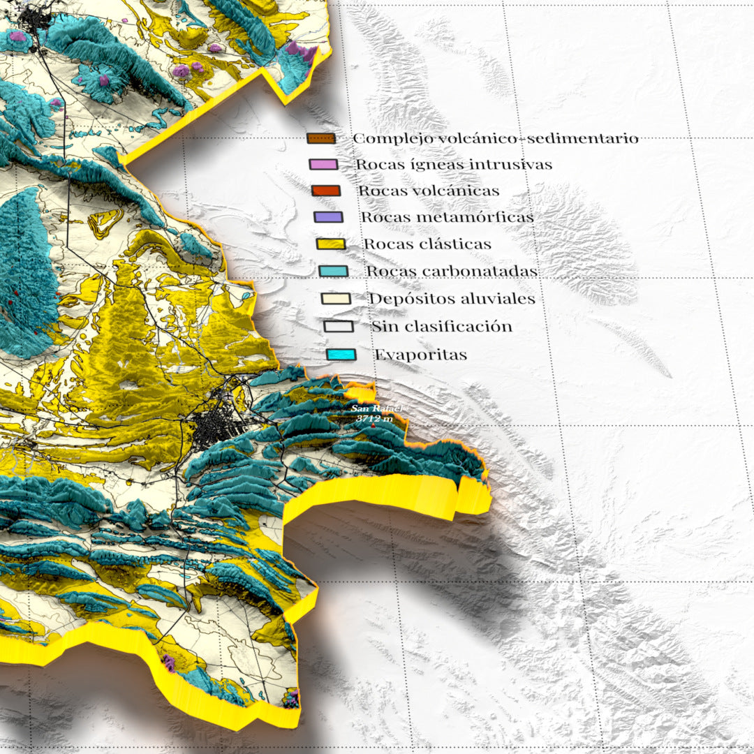 Coahuila, Mexico – 3D Relief Map (Geological)