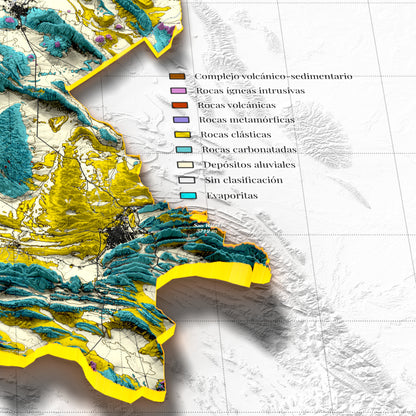 Coahuila, Mexico – 3D Relief Map (Geological)
