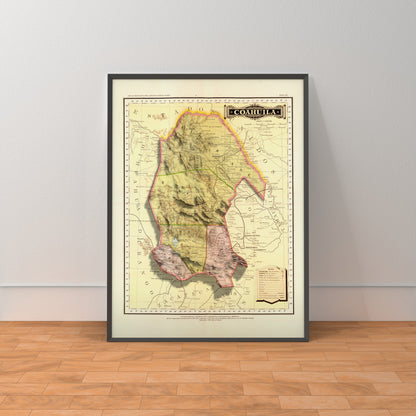Coahuila, Mexico – Antique Relief Map | Fine Art Print