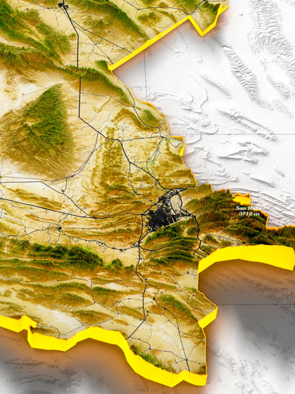 Coahuila, Mexico – 3D Relief Map (Satellite)