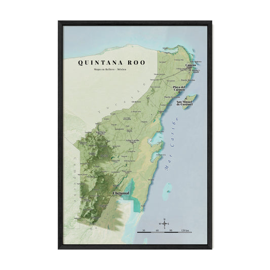 Quintana Roo, Mexico – Satellite Shaded Relief Map | Fine Art Print