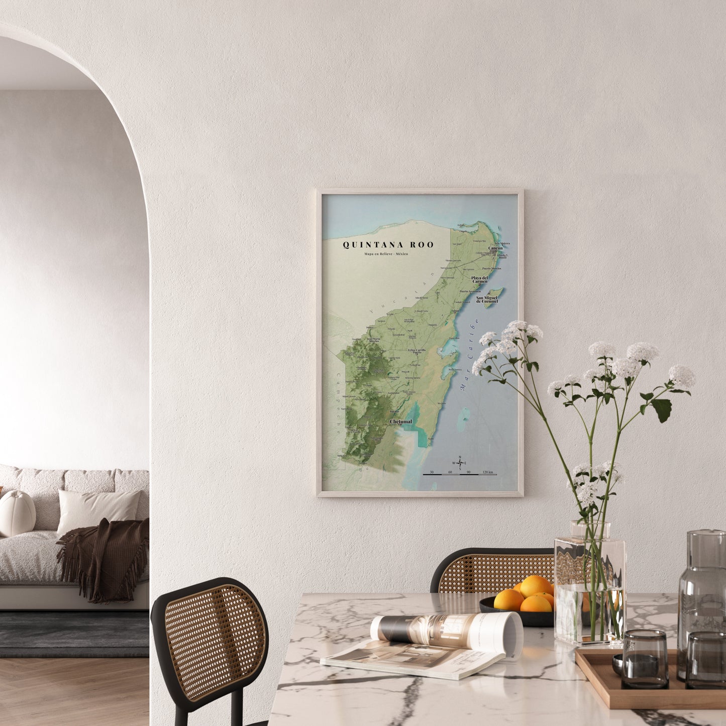 Quintana Roo, Mexico – Satellite Shaded Relief Map | Fine Art Print