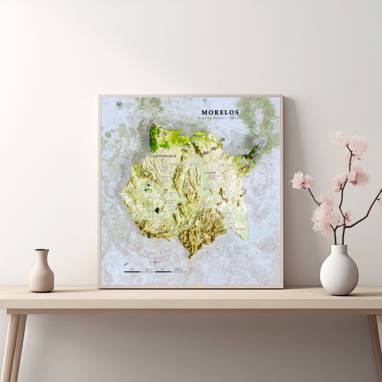 Morelos, Mexico – Satellite Shaded Relief Map | Fine Art Print