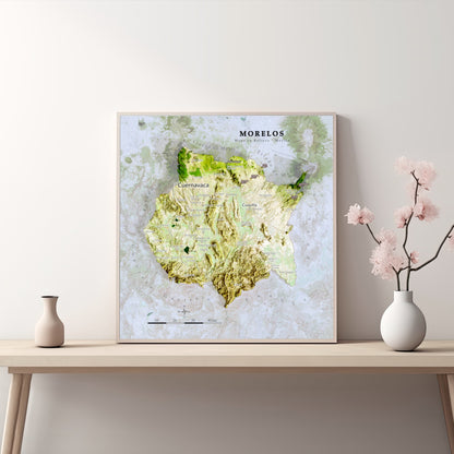 Morelos, Mexico – Satellite Shaded Relief Map | Fine Art Print