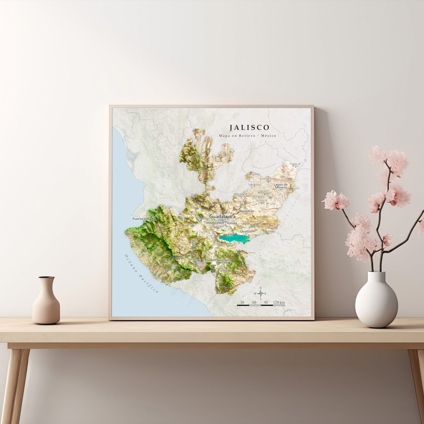 Jalisco, Mexico – Satellite Shaded Relief Map | Fine Art Print