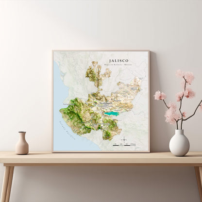Jalisco, Mexico – Satellite Shaded Relief Map | Fine Art Print