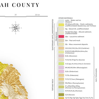 Utah County Topographic Map – Geological Style Giclée Print