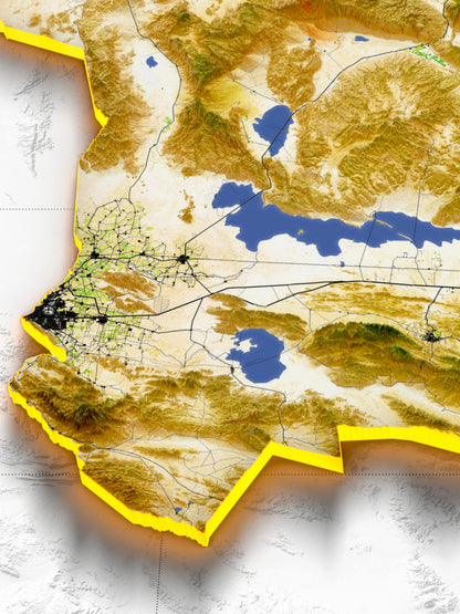 Coahuila, Mexico – 3D Relief Map (Satellite)