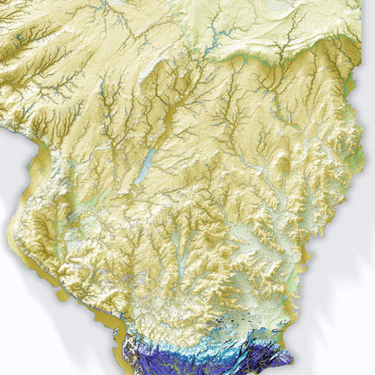 Illinois Topographic Map – Geological Style Giclée Print