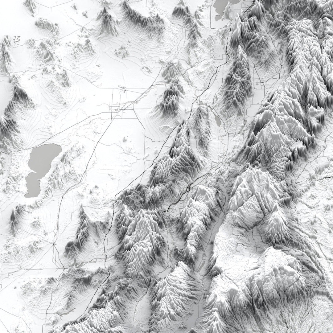 Utah 3D Relief Map – Minimal Elevation Wall Art (Monochrome)