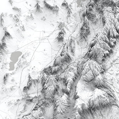 Utah 3D Relief Map – Minimal Elevation Wall Art (Monochrome)
