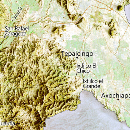 Morelos, Mexico – Satellite Shaded Relief Map | Fine Art Print