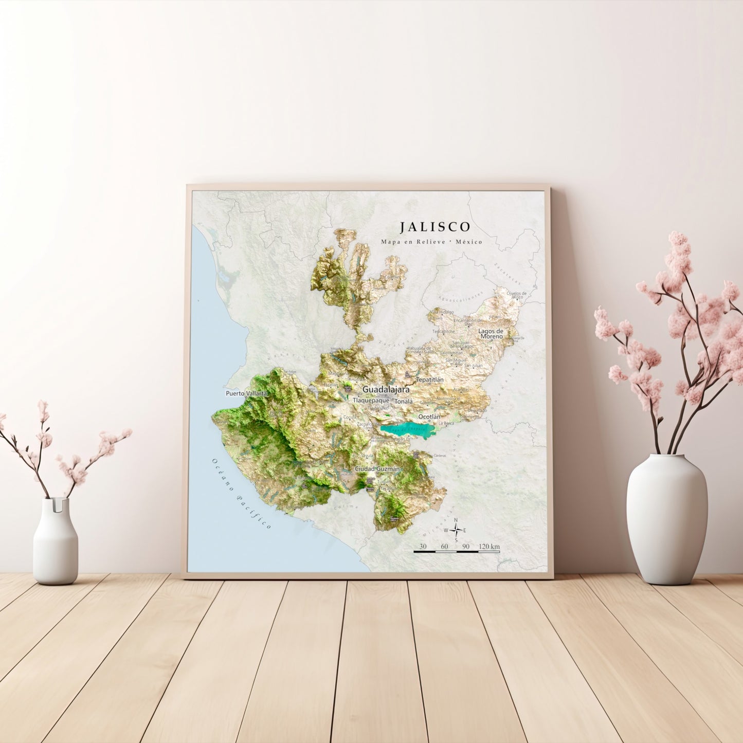 Jalisco, Mexico – Satellite Shaded Relief Map | Fine Art Print