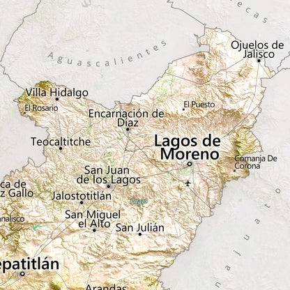 Jalisco, Mexico – Satellite Shaded Relief Map | Fine Art Print