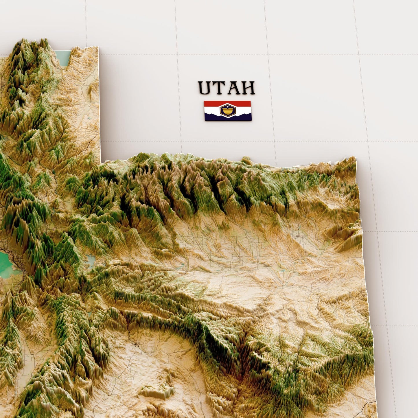 Utah 3D Relief Map – Satellite Terrain Wall Art