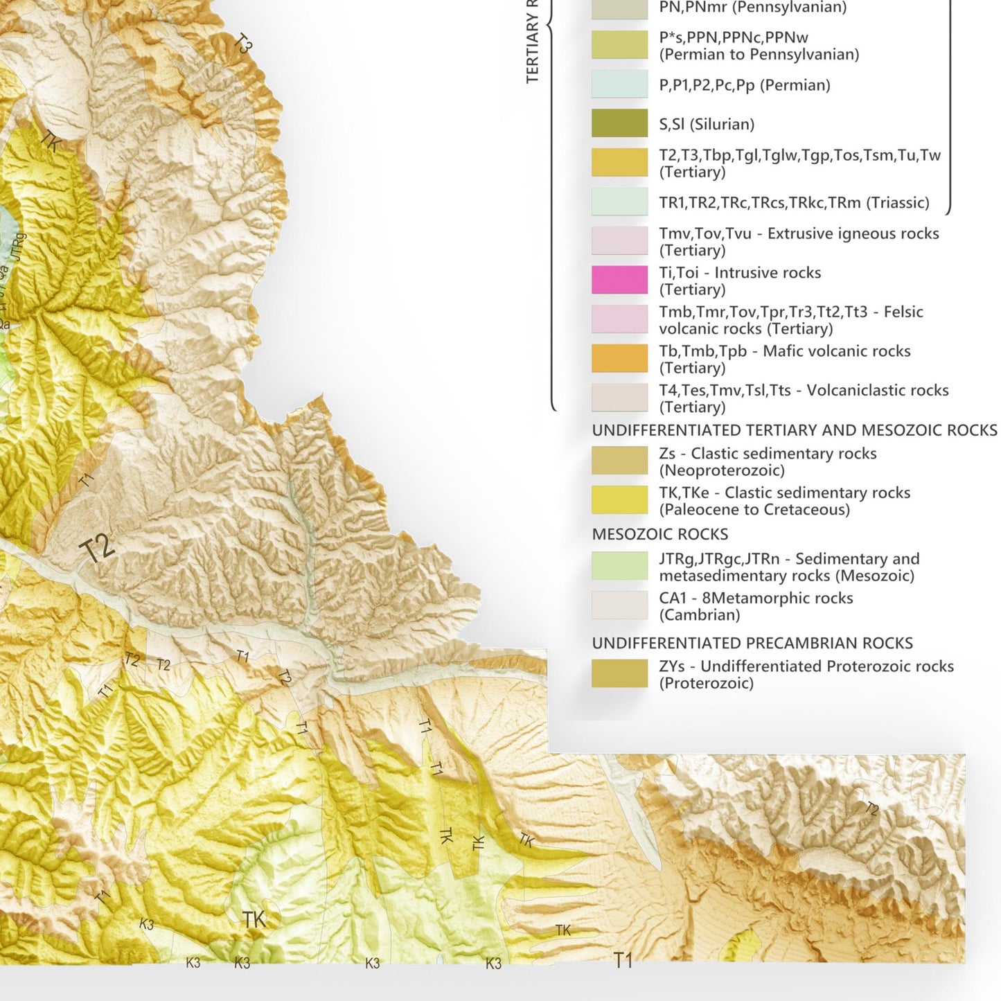 Utah County Topographic Map – Geological Style Giclée Print