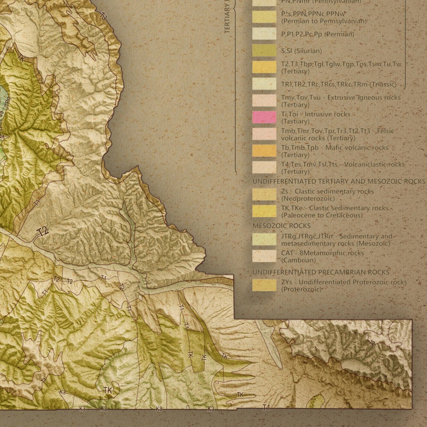 Utah County Topographic Map - Vintage Geological Style Giclée Print