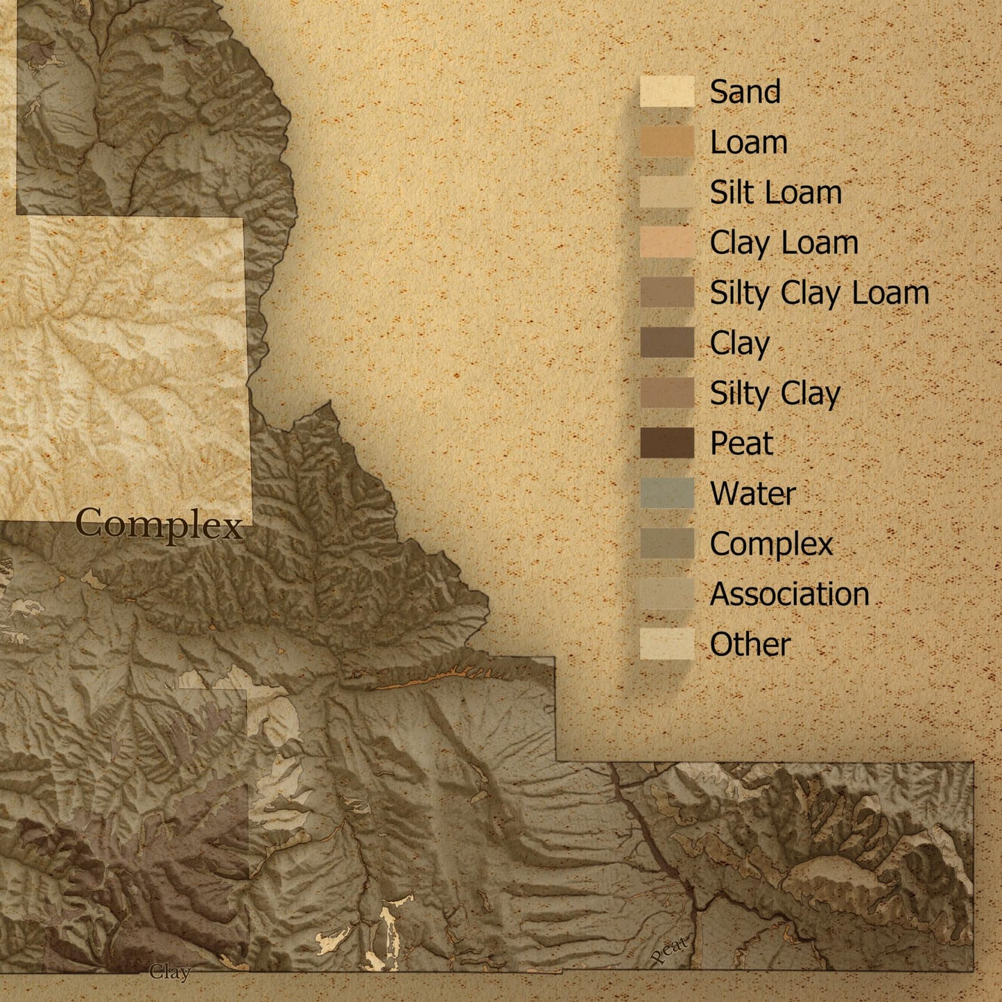 Utah County Topographic Map - Vintage Soil Style Giclée Print