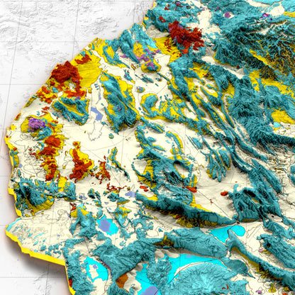 Coahuila, Mexico – 3D Relief Map (Geological)