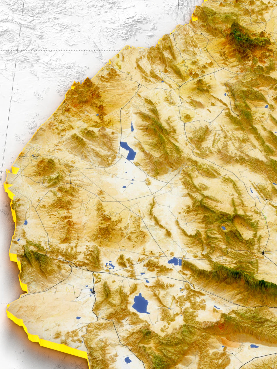 Coahuila, Mexico – 3D Relief Map (Satellite)